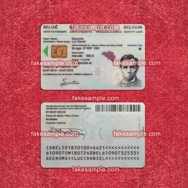 Belgium National ID Card Fake Template