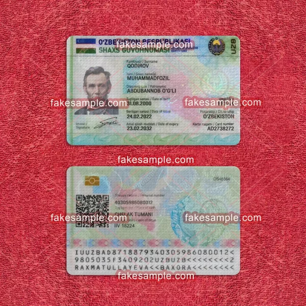 Uzbekistan National ID Card Fake Template