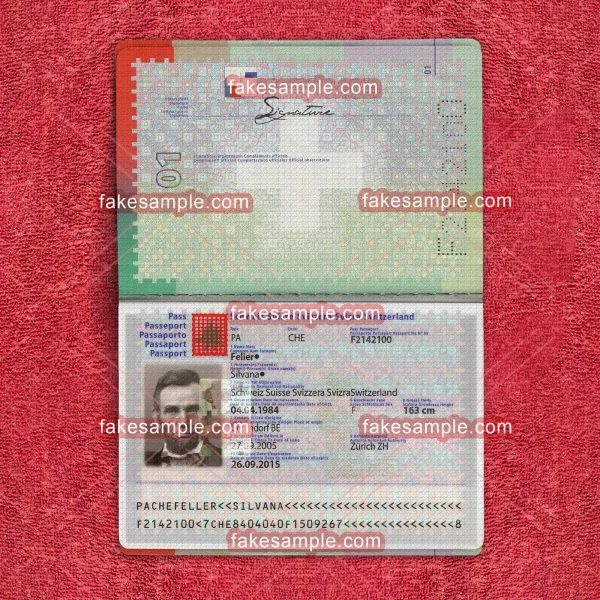 Switzerland Passport Fake Template