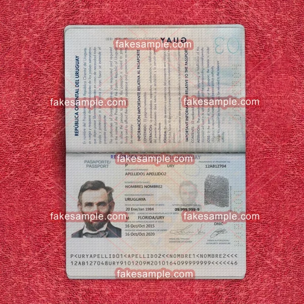 Uruguay Passport Fake Template