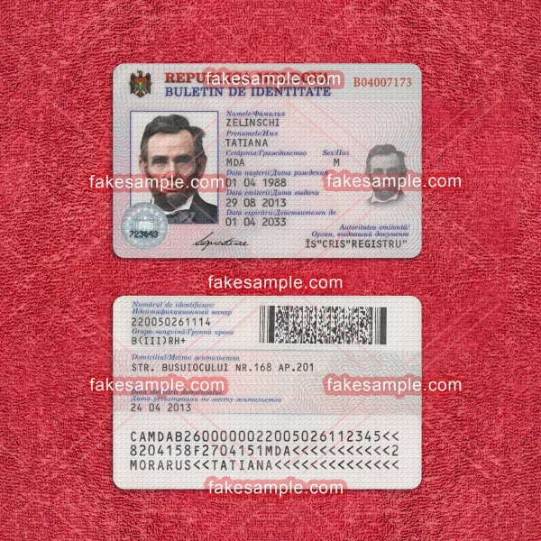 Moldova National ID Card Fake Template