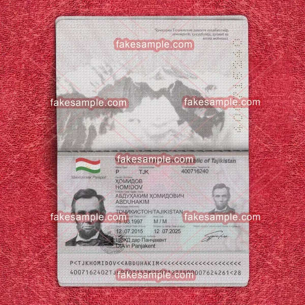 Tajikistan Passport Fake Template