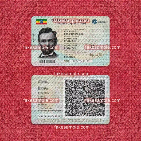 Ethiopia National ID Card Fake Template