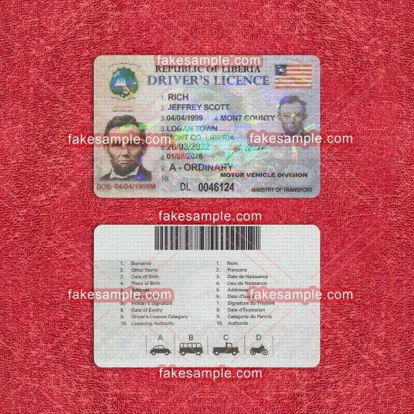 Liberia Driver Licence Fake Template