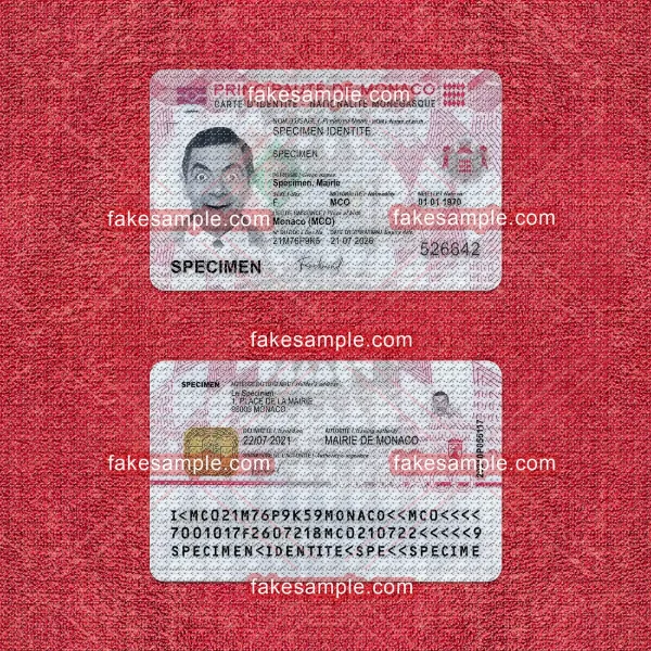 Monaco National ID Card Fake Template