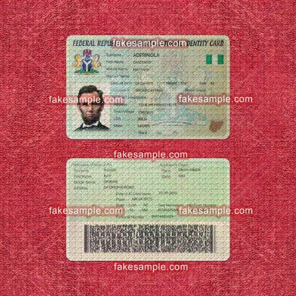 Nigeria National ID Card Fake Template