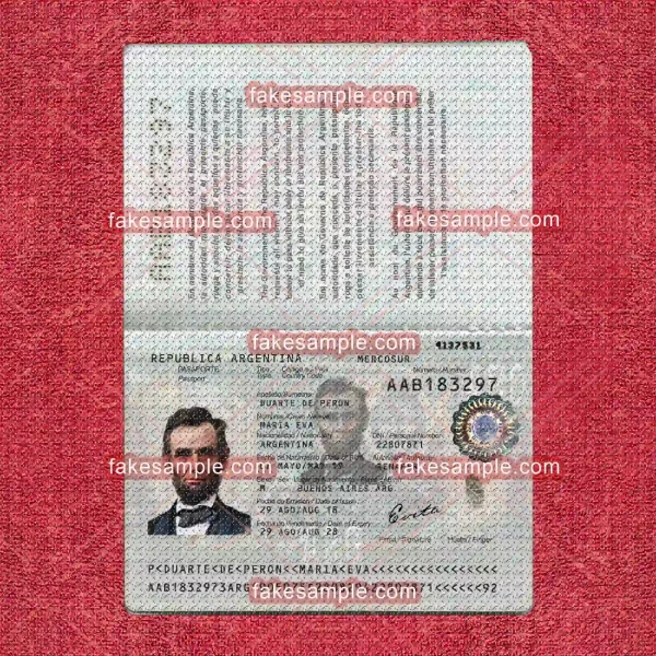 Argentina Passport Fake Template