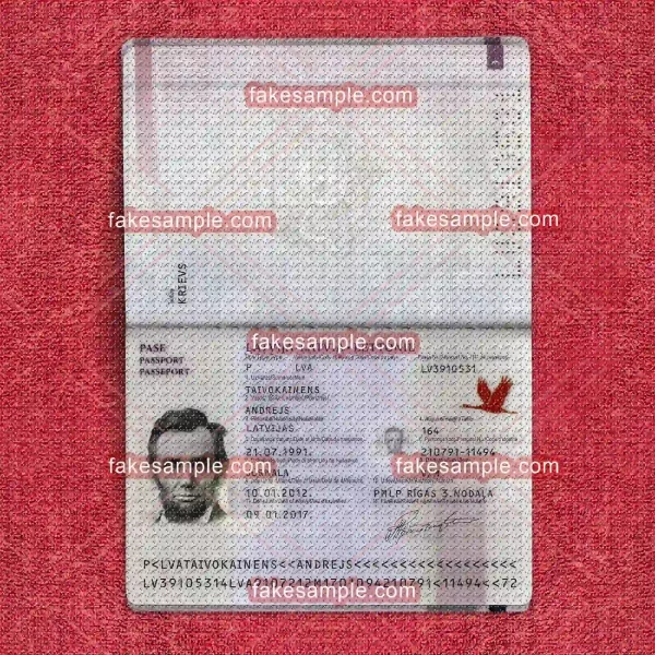 Latvia Passport Fake Template