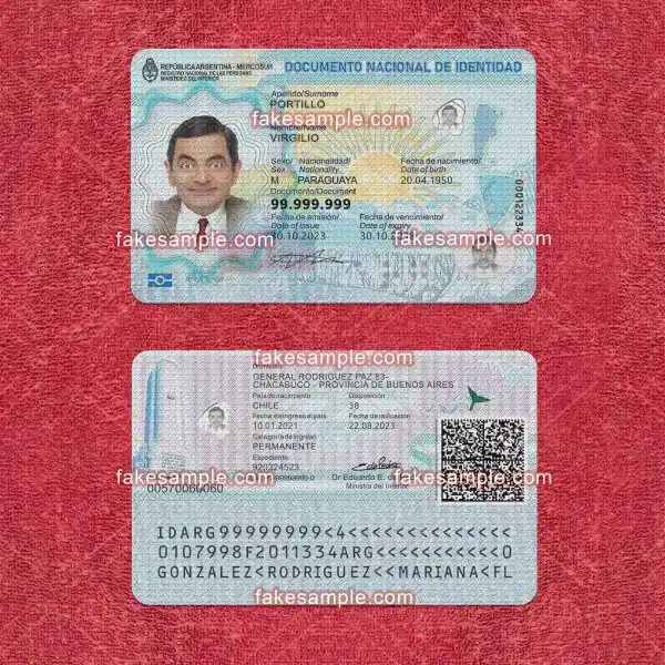 Argentina National ID Card Fake Template