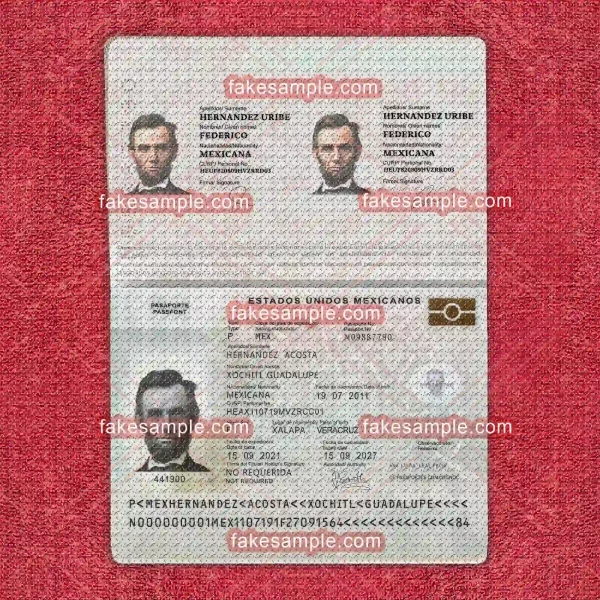 Mexico Passport Fake Template