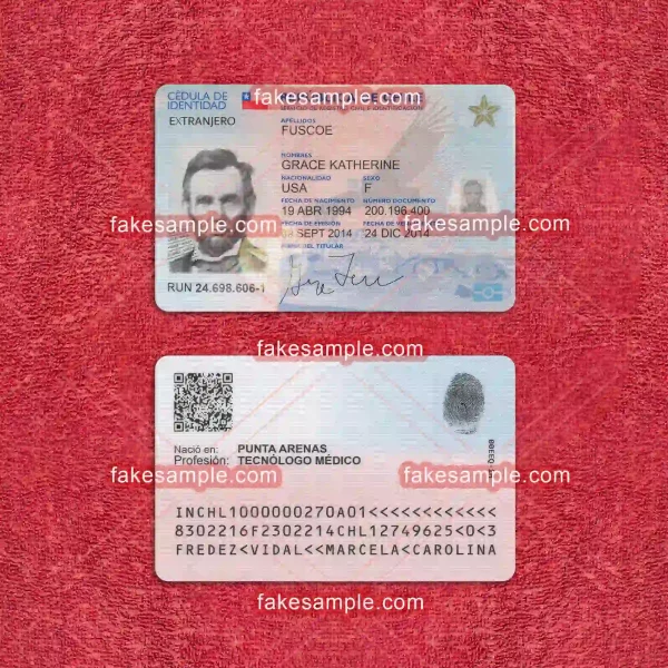 Chile National ID Card Fake Template