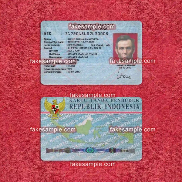 Indonesia National ID Card Fake Template