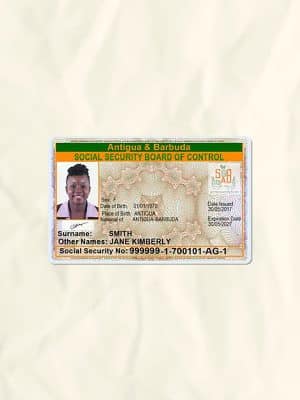 Antigua and Barbuda National Identity Card Fake Template