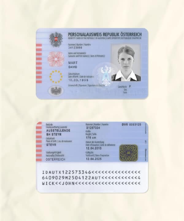 Austria National Identity Card Fake Template