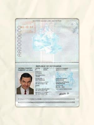 Botswana passport fake template