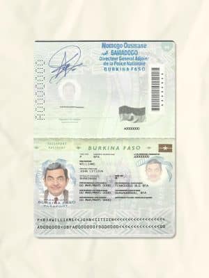 Burkina Faso passport fake template