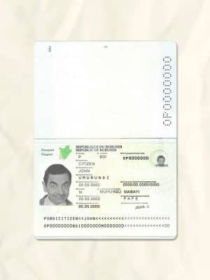 Burundi passport fake template