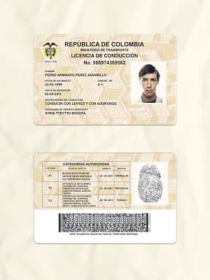 Colombia driver license psd fake template