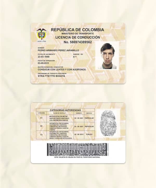 Colombia driver license psd fake template