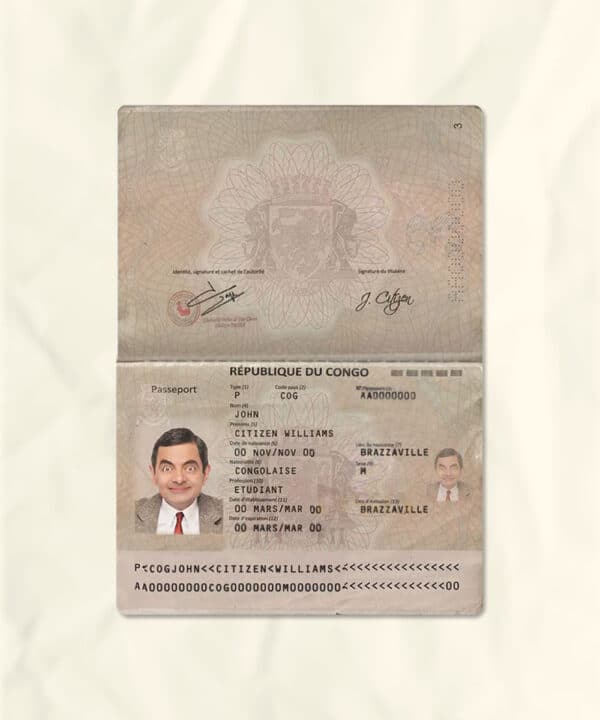 Congo passport fake template