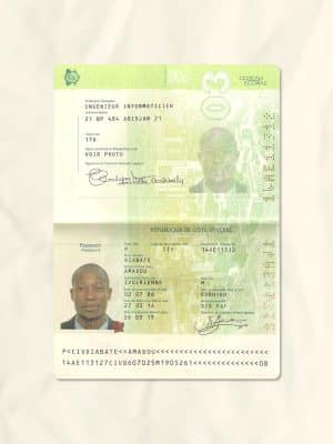 Côte d’Ivoire passport fake template