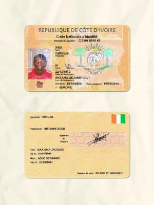 Côte d'Ivoire National Identity Card Fake Template