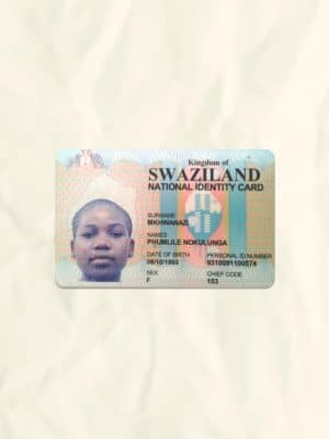 Swaziland National Identity Card Fake Template