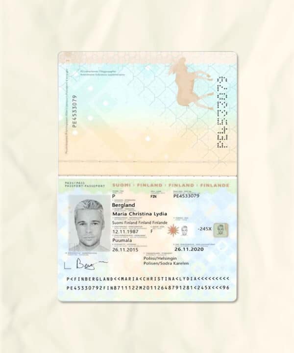 Finland passport fake template