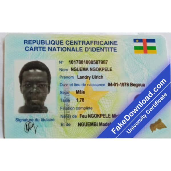 Central African National ID Card Fake Template