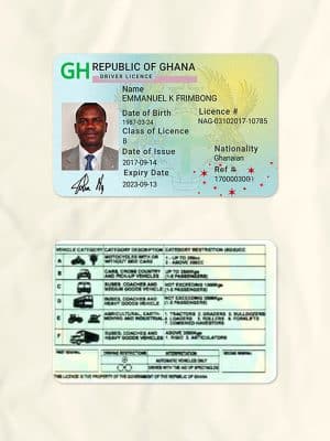 Ghana driver license psd fake template