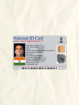 India National Identity Card Fake Template