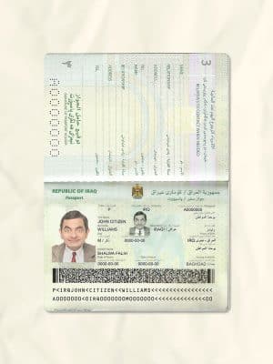 Iraq passport fake template