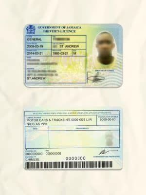 Jamaica driver license psd fake template