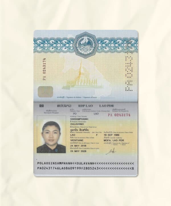 Laos passport fake template