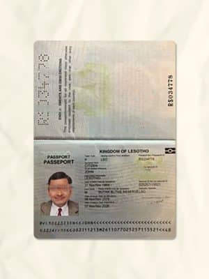 Lesotho passport fake template