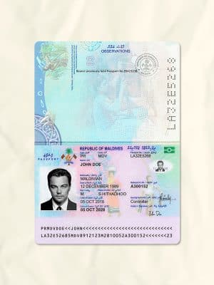 Maldives passport fake template