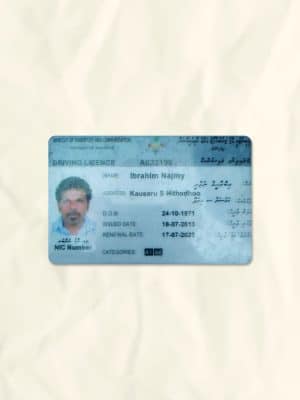 Maldives driver license psd fake template