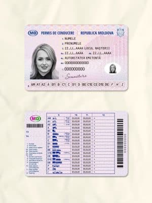 Moldova driver license psd fake template