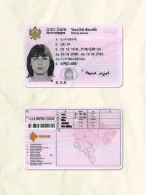 Montenegro driver license psd fake template