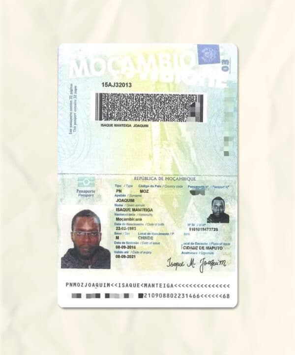 Mozambique passport fake template