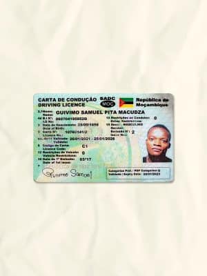 Mozambique driver license psd fake template