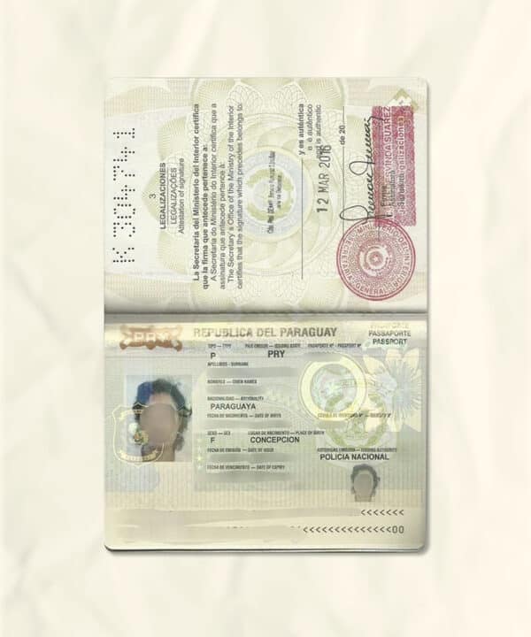 Paraguay passport fake template