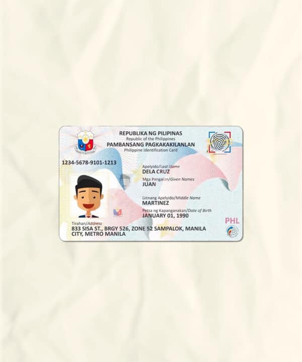 Philippines National Identity Card Fake Template