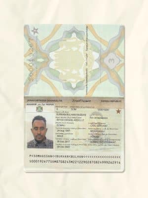 Somalia passport fake template