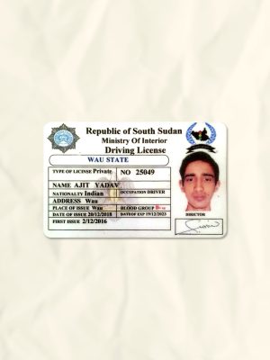 South Sudan driver license psd fake template