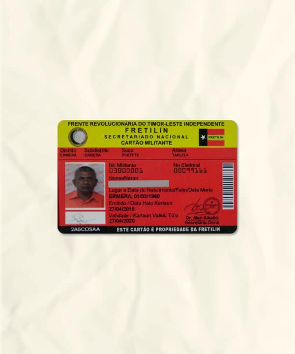 Timor Leste National Identity Card Fake Template