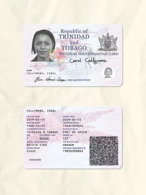 Trinidad and Tobago National Identity Card Fake Template