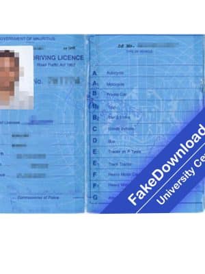 Mauritius driver license psd fake template