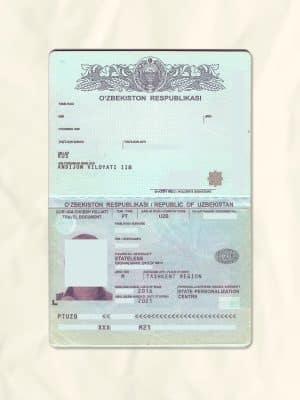 Uzbekistan passport fake template