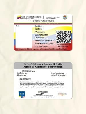 Venezuela driver license psd fake template